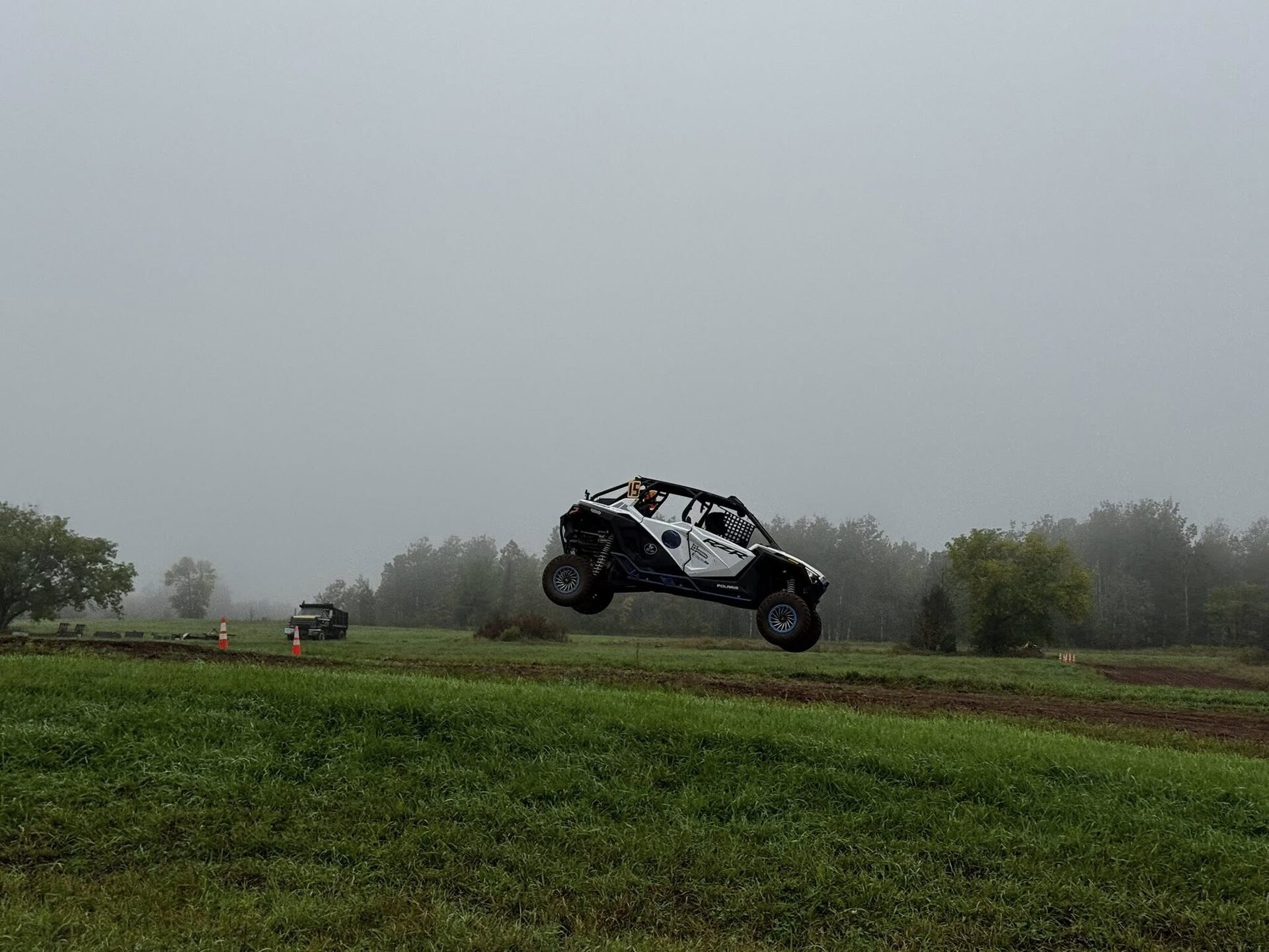 Lou's Pro XP #15 catching air in foggy conditions