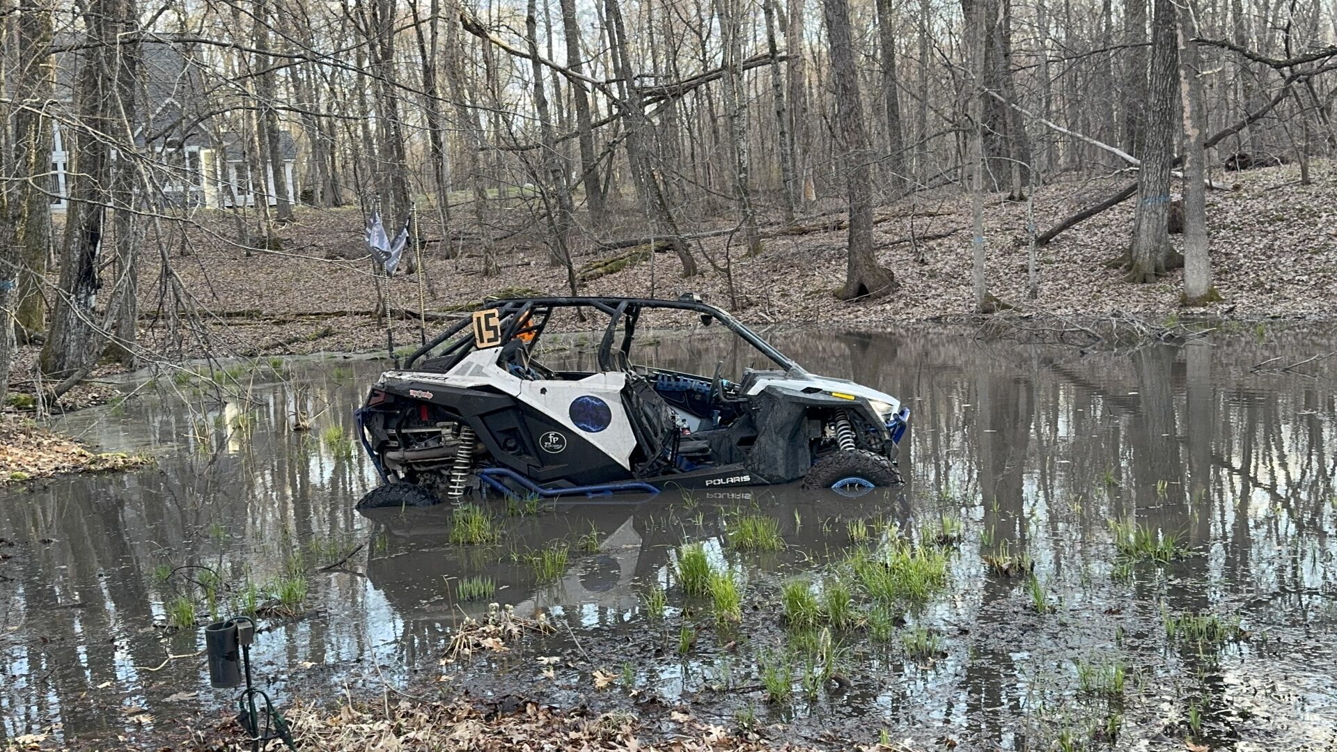 Lou's Pro XP #15 stuck in a flooded water crossing